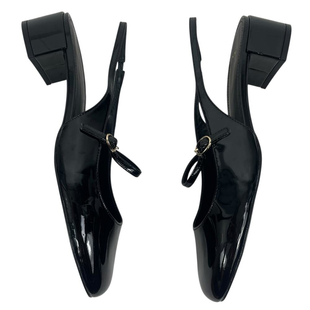 Mango Patent Leather Effect Slingback Mary Jane Pump Black Size 40 - Picture 6 of 10